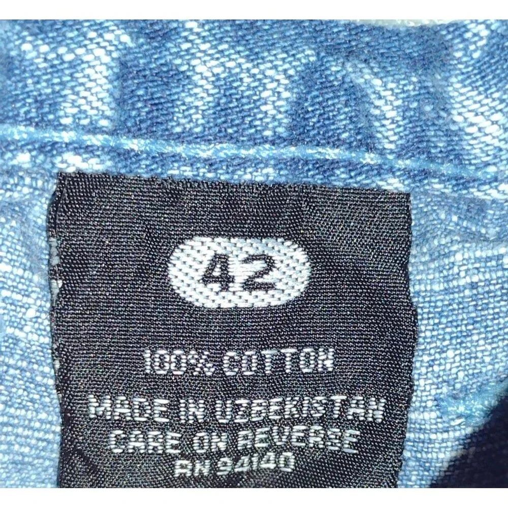 Vintage Mens Shorts Baggy Carpenter Jean 42 Shorts Blue Distressed Y2K Spellout